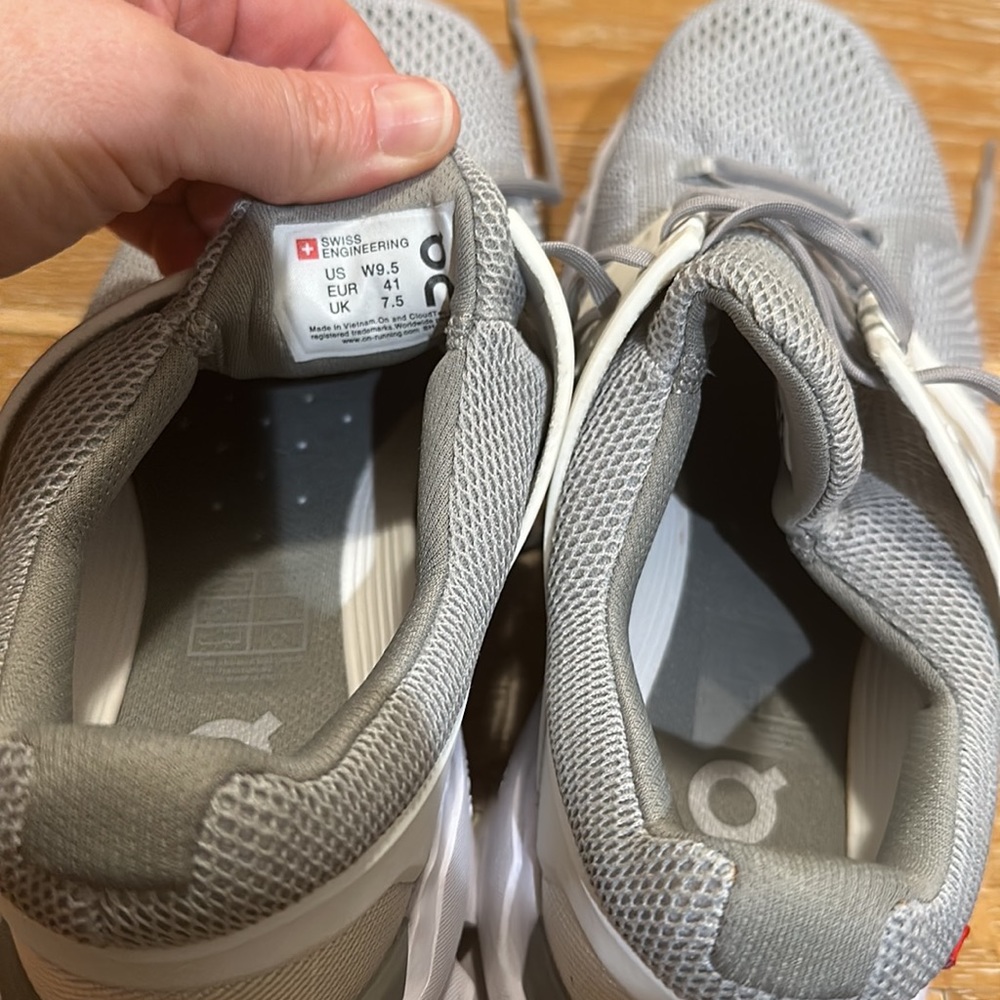 On Running Women's Light Gray and White Performance Sneakers - Picture 7 of 8